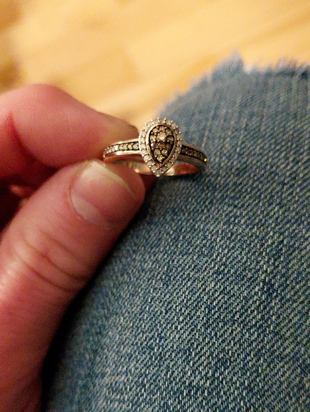 Pear-Shaped Diamond Cluster Ring in Rose Gold Tone- STS 925